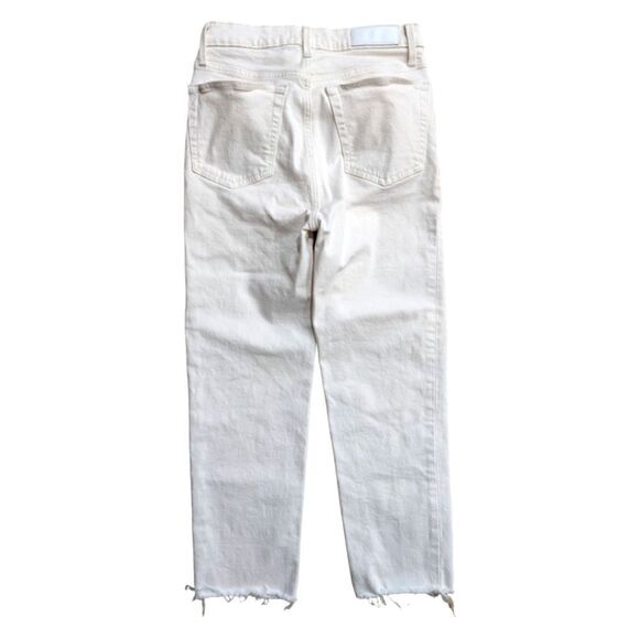 RE/DONE 70S Stove Pipe High Rise Vintage White Button Fly Ankle Jeans Size 28 - Picture 4 of 12